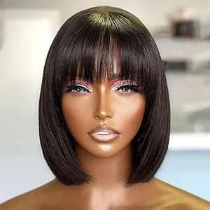 Wig coupe carré à frange 2*6 10inch